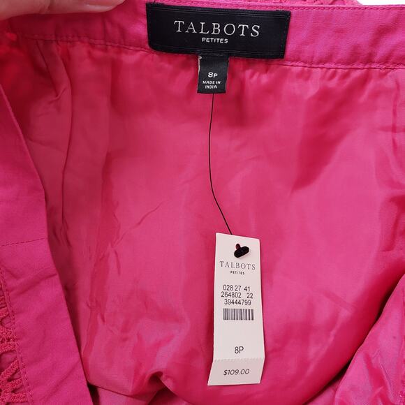 Talbots Skirt Womens 8 Petite Pink Lace Floral Knee Length Spring Preppy Easter - Picture 3 of 10